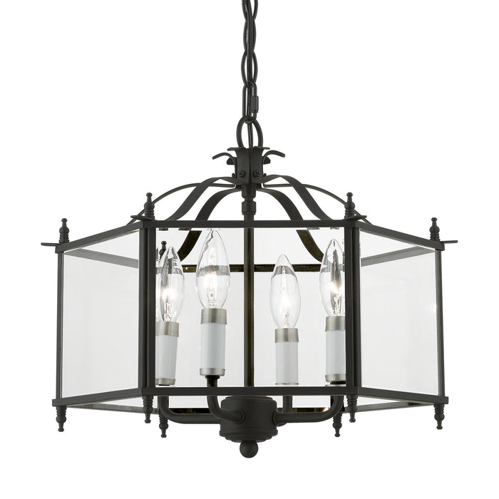 Livex Lighting 4398-04 Four Light Convertible Pendant / Semi-Flush, Black w/Brushed Nickel
