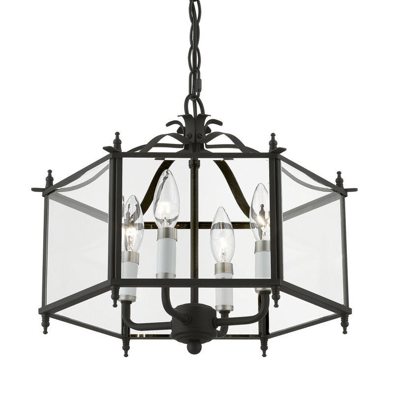 Livex Lighting 4398-04 Four Light Convertible Pendant / Semi-Flush, Black w/Brushed Nickel
