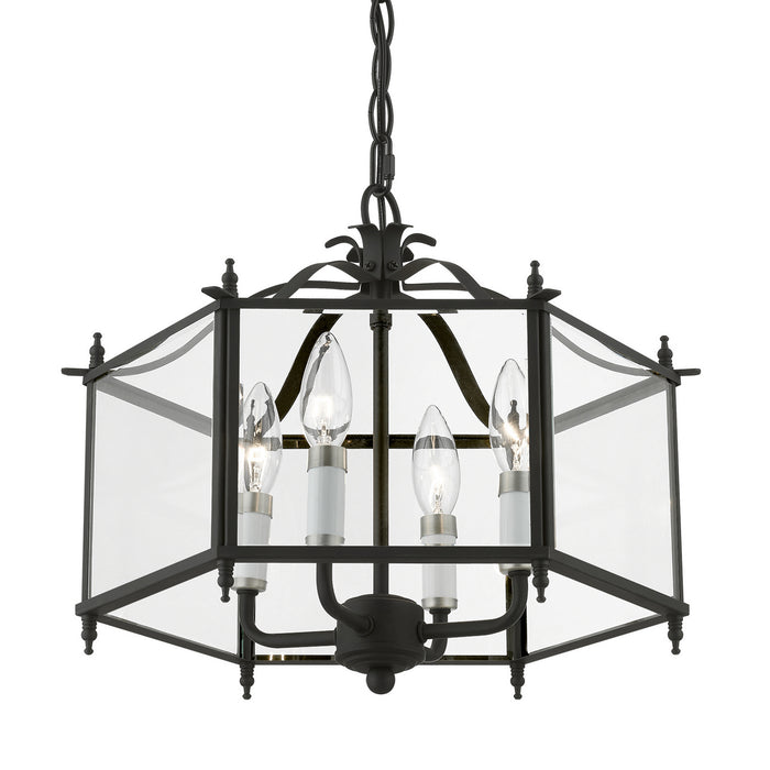 Livex Lighting 4398-04 Four Light Convertible Pendant / Semi-Flush, Black w/Brushed Nickel