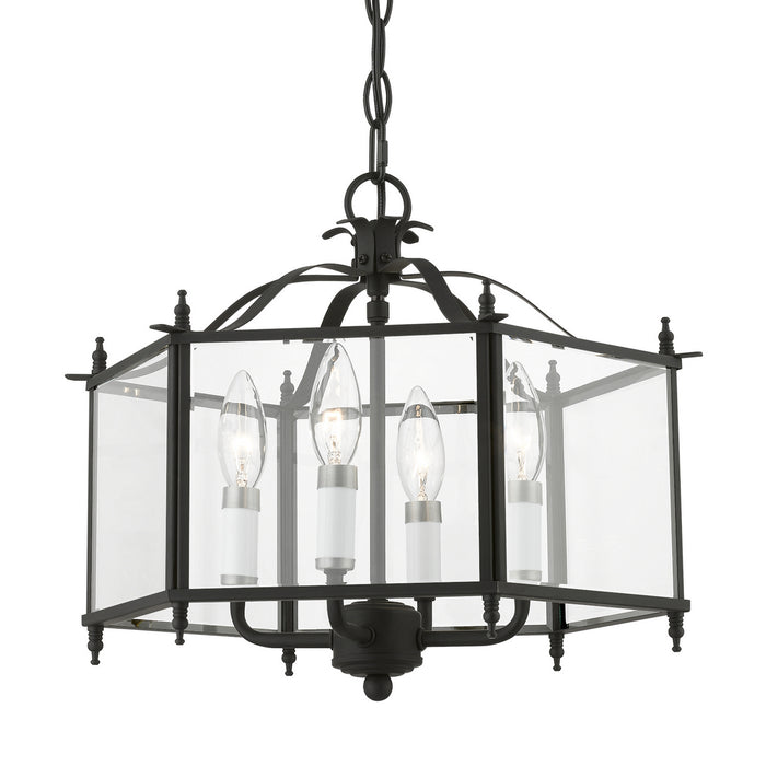 Livex Lighting 4398-04 Four Light Convertible Pendant / Semi-Flush, Black w/Brushed Nickel