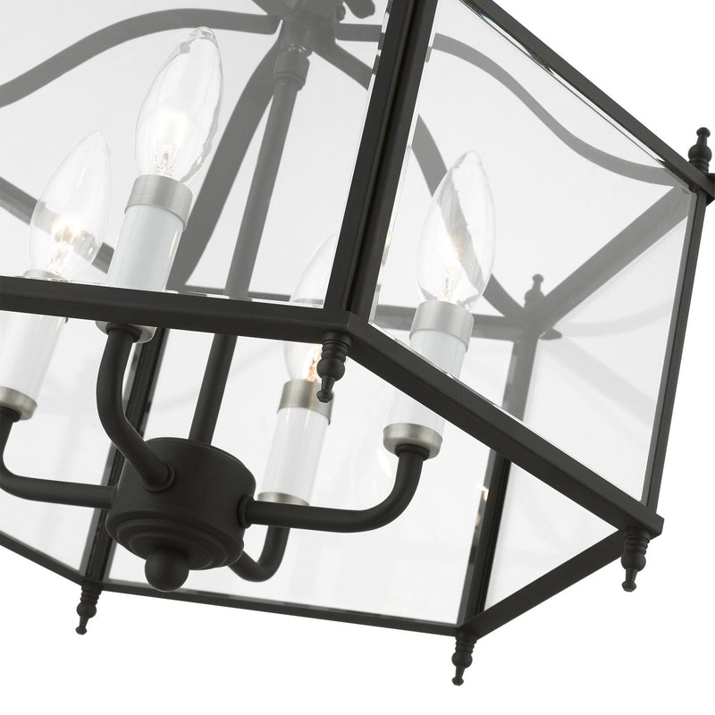 Livex Lighting 4398-04 Four Light Convertible Pendant / Semi-Flush, Black w/Brushed Nickel