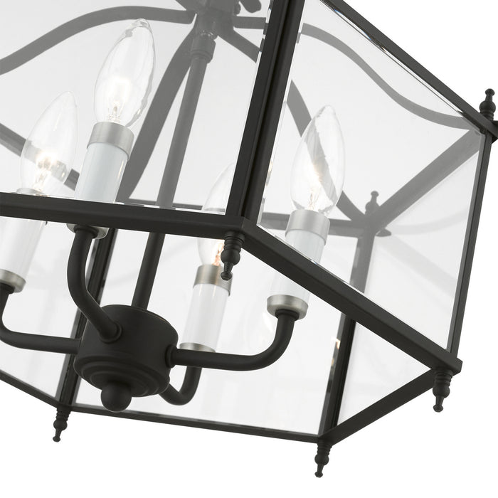 Livex Lighting 4398-04 Four Light Convertible Pendant / Semi-Flush, Black w/Brushed Nickel
