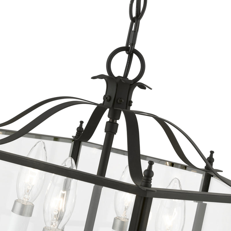Livex Lighting 4398-04 Four Light Convertible Pendant / Semi-Flush, Black w/Brushed Nickel