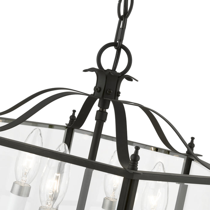 Livex Lighting 4398-04 Four Light Convertible Pendant / Semi-Flush, Black w/Brushed Nickel