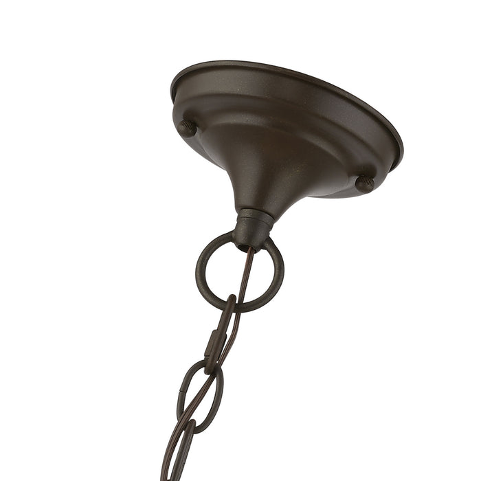 Livex Lighting 4398-92 Four Light Convertible Pendant / Semi-Flush, English Bronze w/Antique Brass