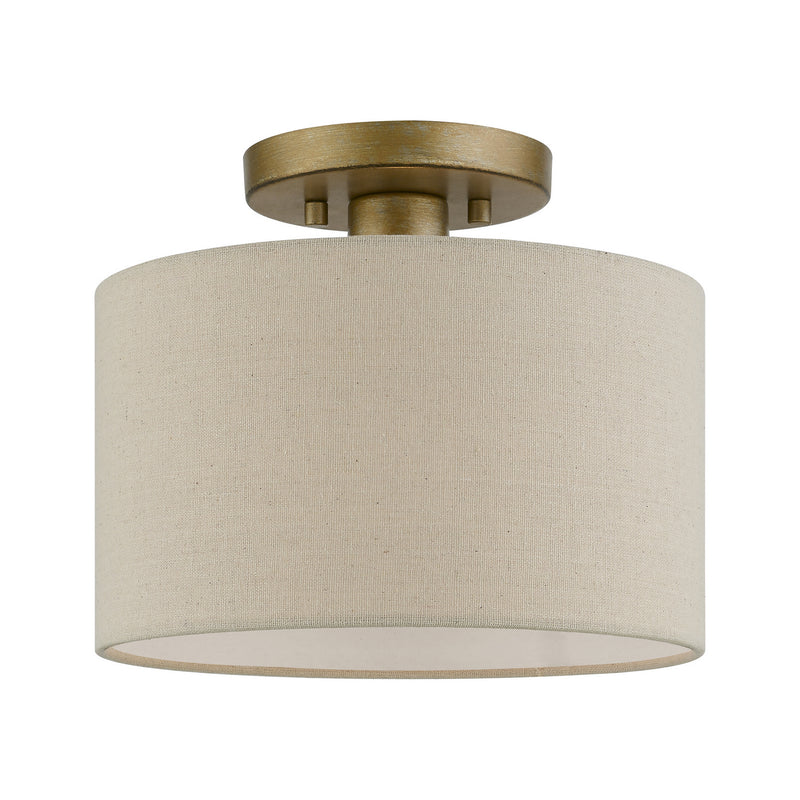 Livex Lighting 45422-48 One Light Semi-Flush Mount, Antique Gold Leaf