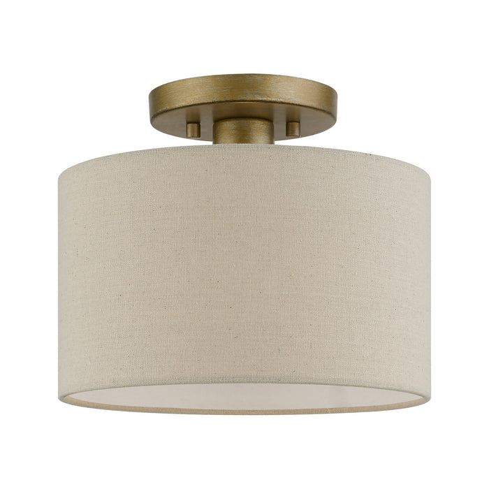 Livex Lighting 45422-48 One Light Semi-Flush Mount, Antique Gold Leaf