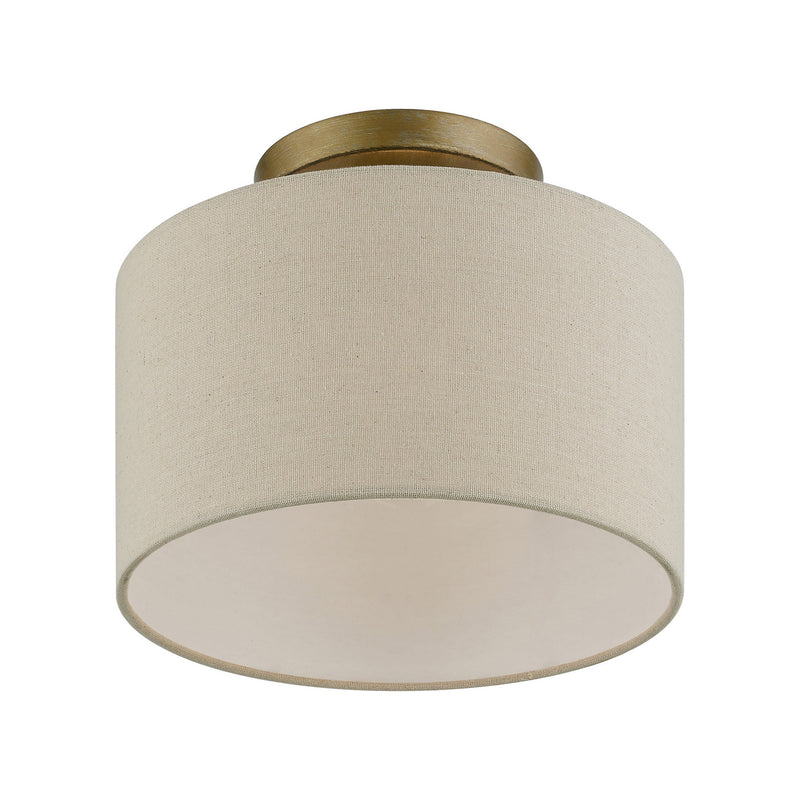 Livex Lighting 45422-48 One Light Semi-Flush Mount, Antique Gold Leaf