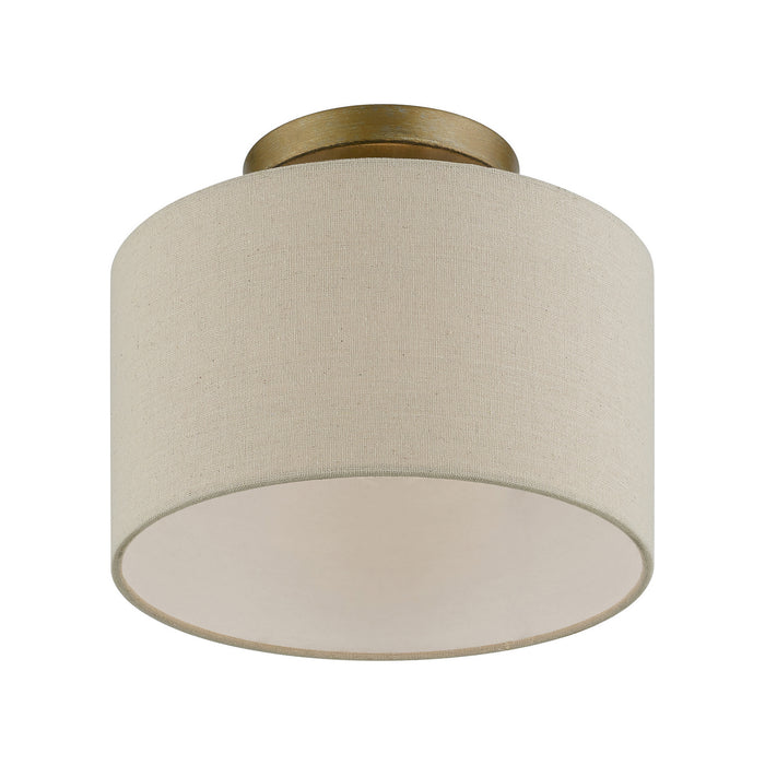 Livex Lighting 45422-48 One Light Semi-Flush Mount, Antique Gold Leaf