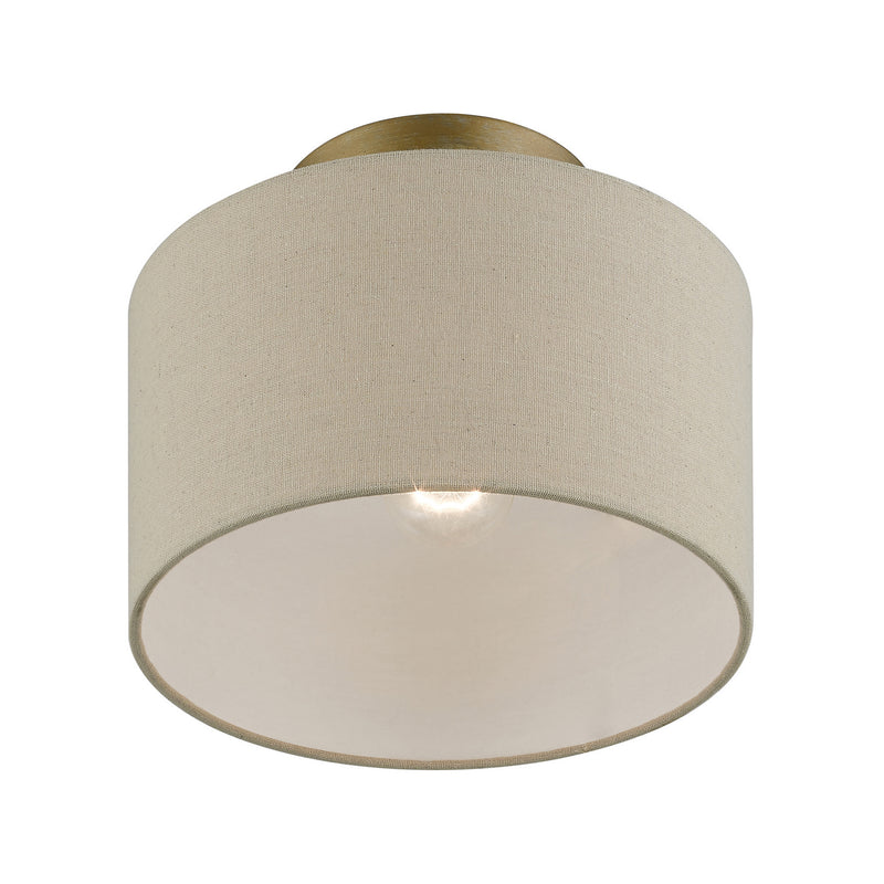 Livex Lighting 45422-48 One Light Semi-Flush Mount, Antique Gold Leaf