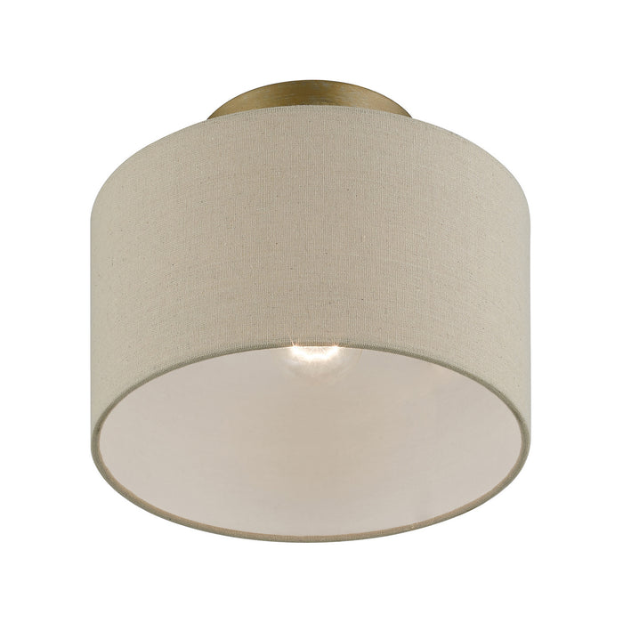 Livex Lighting 45422-48 One Light Semi-Flush Mount, Antique Gold Leaf