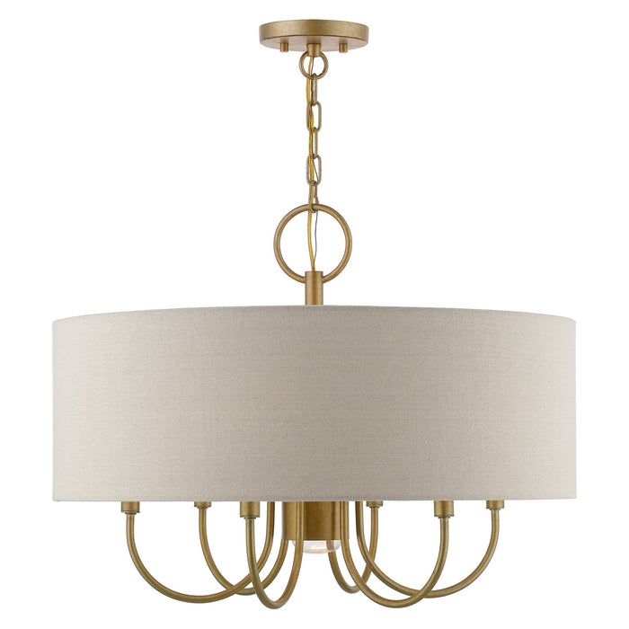 Livex Lighting 45427-48 Seven Light Chandelier, Antique Gold Leaf