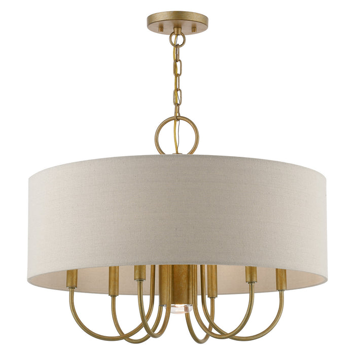 Livex Lighting 45427-48 Seven Light Chandelier, Antique Gold Leaf