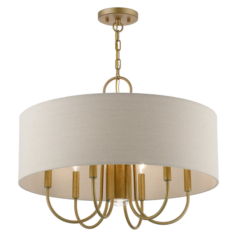 Livex Lighting 45427-48 Seven Light Chandelier, Antique Gold Leaf