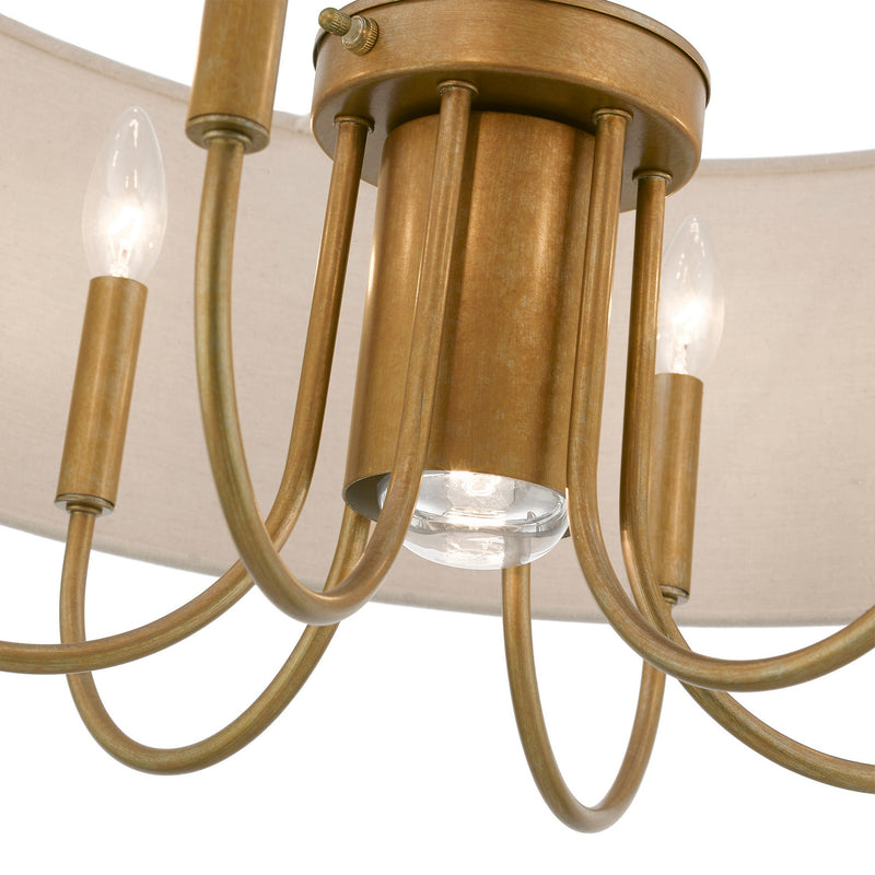 Livex Lighting 45427-48 Seven Light Chandelier, Antique Gold Leaf