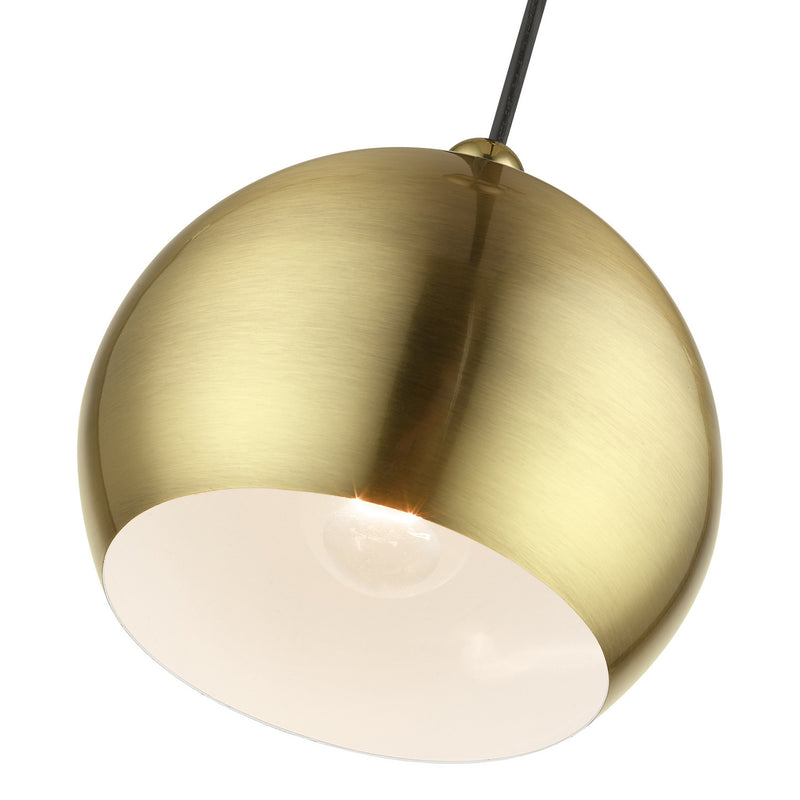 Livex Lighting 45481-01 One Light Mini Pendant, Antique Brass w/Polished Brass