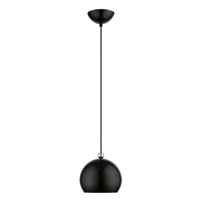 Livex Lighting 45481-68 One Light Mini Pendant, Shiny Black w/Polished Chrome