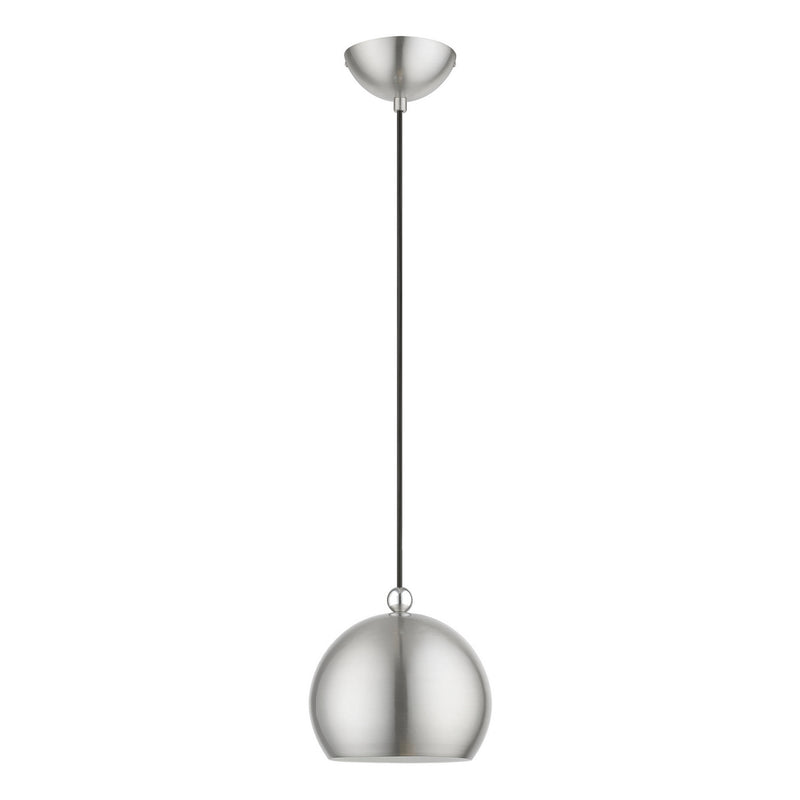 Livex Lighting 45481-91 One Light Mini Pendant, Brushed Nickel w/Polished Chrome