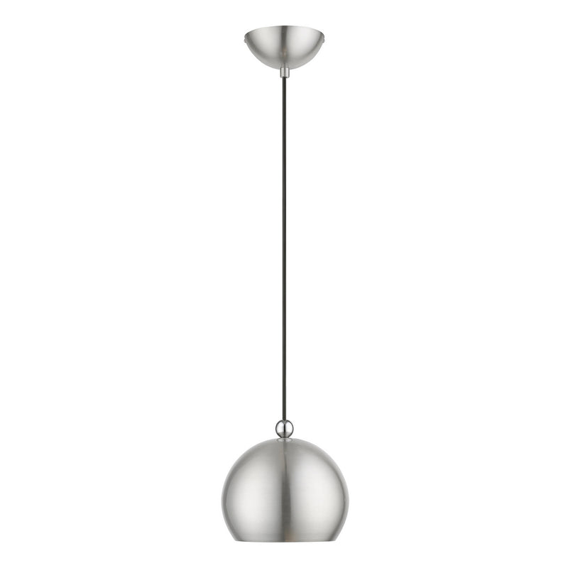 Livex Lighting 45481-91 One Light Mini Pendant, Brushed Nickel w/Polished Chrome