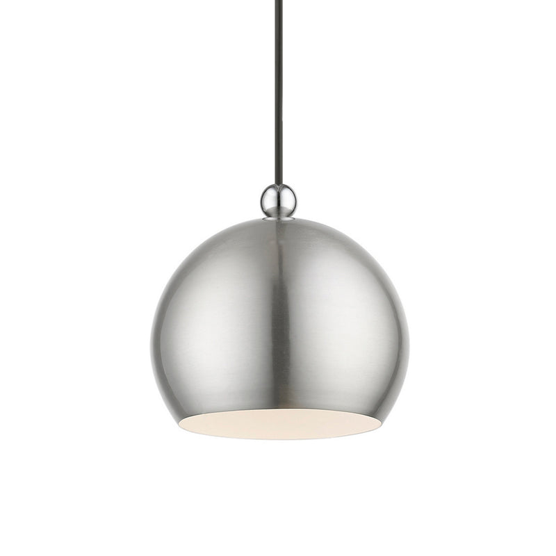 Livex Lighting 45481-91 One Light Mini Pendant, Brushed Nickel w/Polished Chrome
