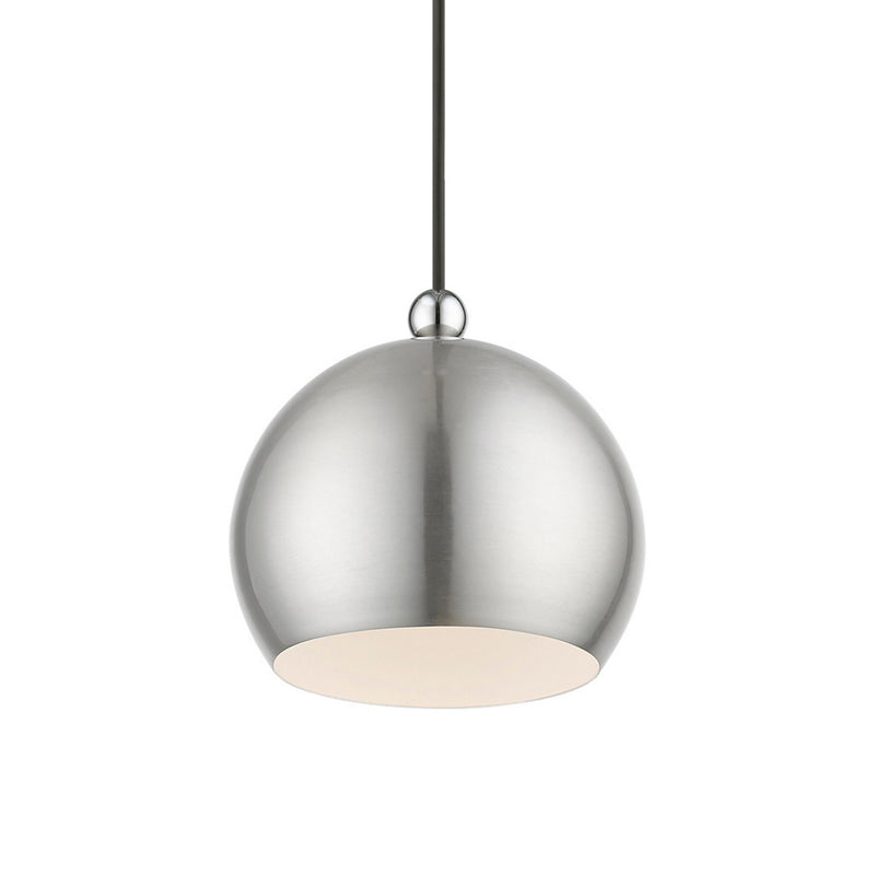 Livex Lighting 45481-91 One Light Mini Pendant, Brushed Nickel w/Polished Chrome