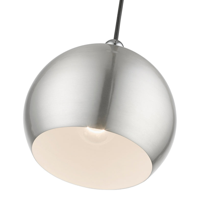 Livex Lighting 45481-91 One Light Mini Pendant, Brushed Nickel w/Polished Chrome