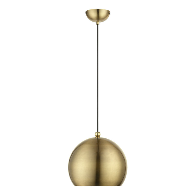 Livex Lighting 45482-01 One Light Pendant, Antique Brass w/Polished Brass