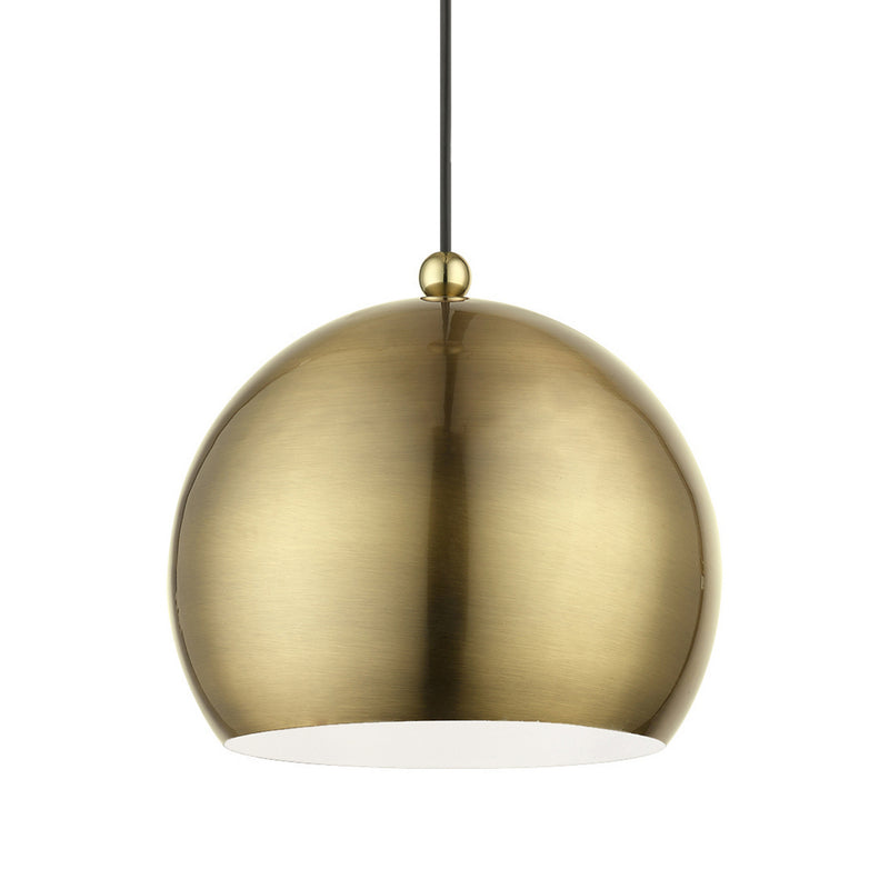 Livex Lighting 45482-01 One Light Pendant, Antique Brass w/Polished Brass