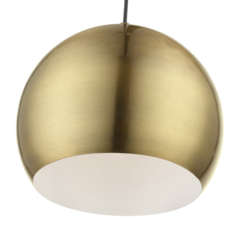 Livex Lighting 45482-01 One Light Pendant, Antique Brass w/Polished Brass