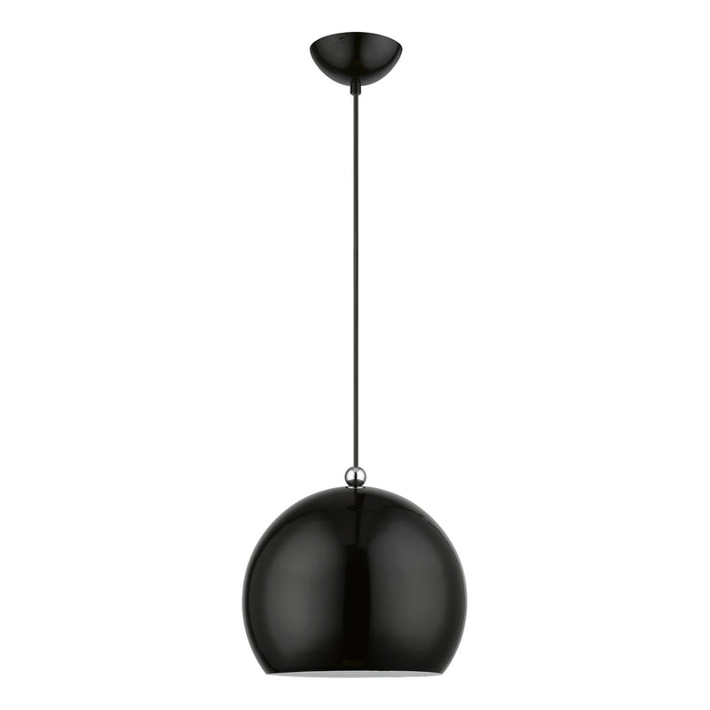 Livex Lighting 45482-68 One Light Pendant, Shiny Black w/Polished Chrome
