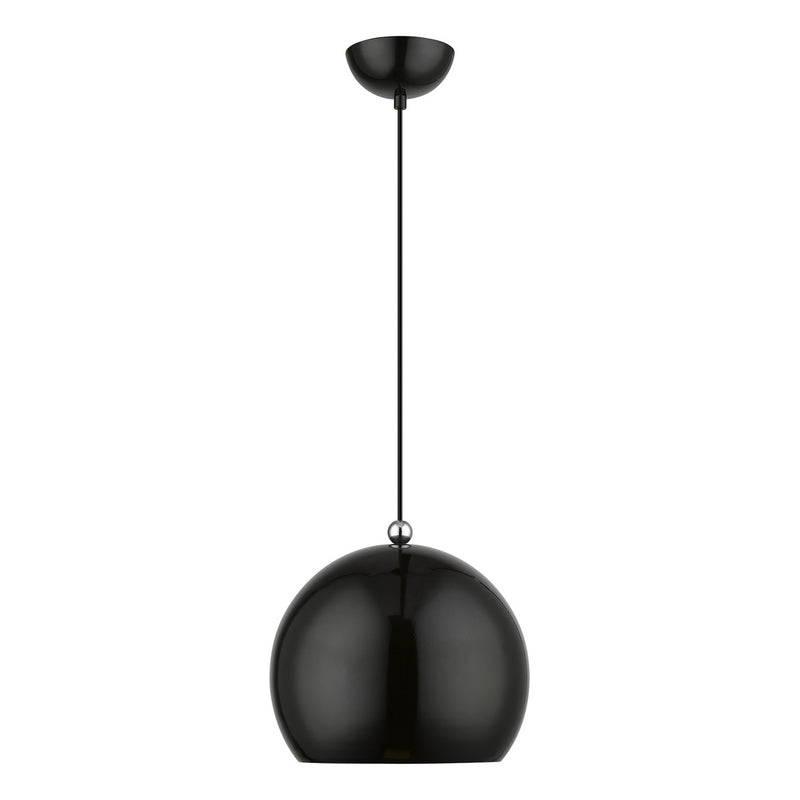 Livex Lighting 45482-68 One Light Pendant, Shiny Black w/Polished Chrome