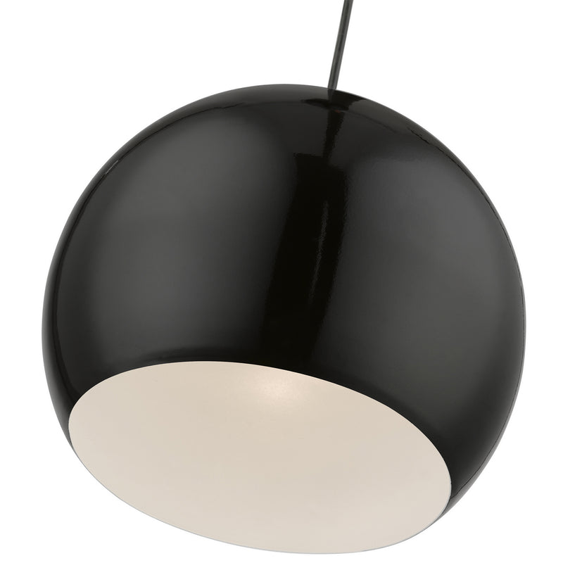 Livex Lighting 45482-68 One Light Pendant, Shiny Black w/Polished Chrome