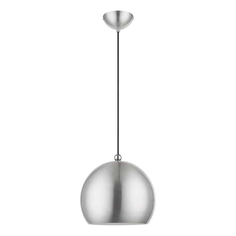 Livex Lighting 45482-91 One Light Pendant, Brushed Nickel w/Polished Chrome