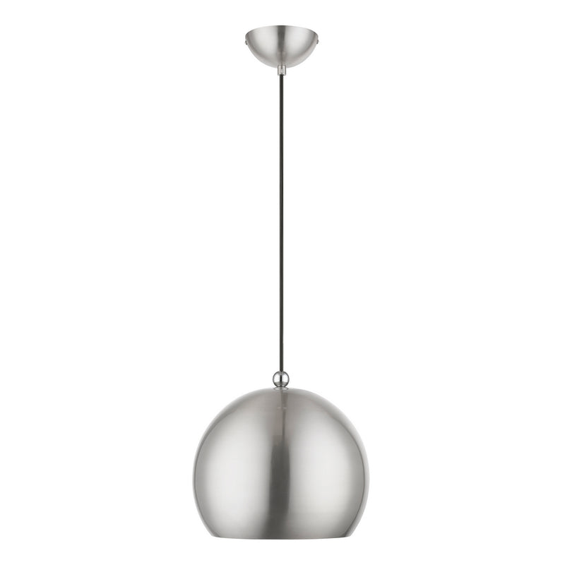 Livex Lighting 45482-91 One Light Pendant, Brushed Nickel w/Polished Chrome