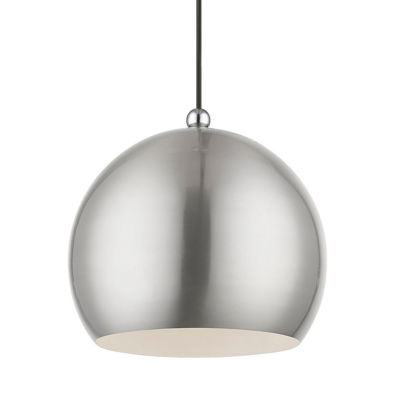Livex Lighting 45482-91 One Light Pendant, Brushed Nickel w/Polished Chrome