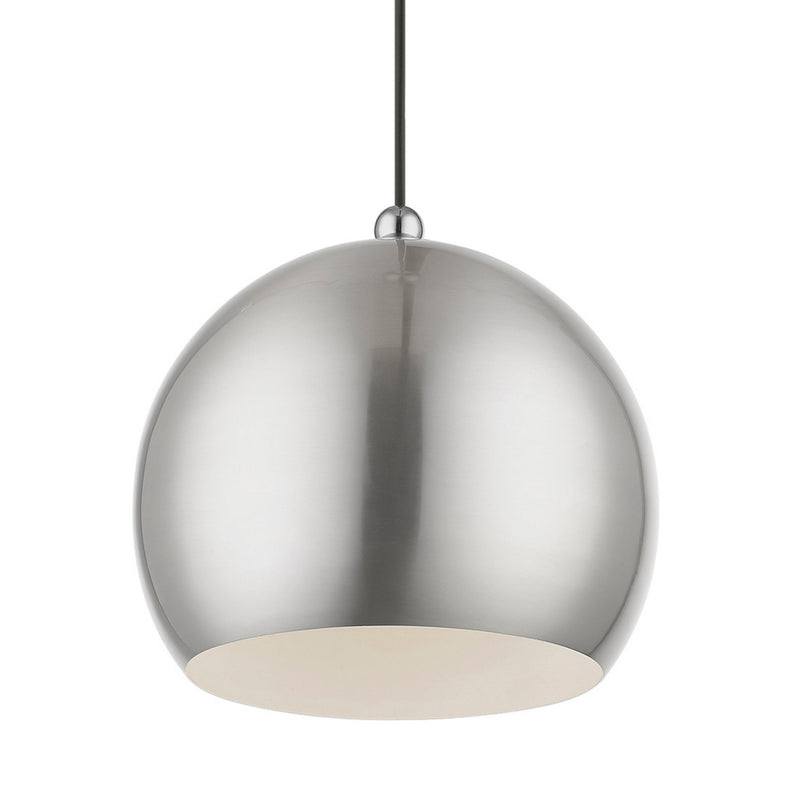 Livex Lighting 45482-91 One Light Pendant, Brushed Nickel w/Polished Chrome