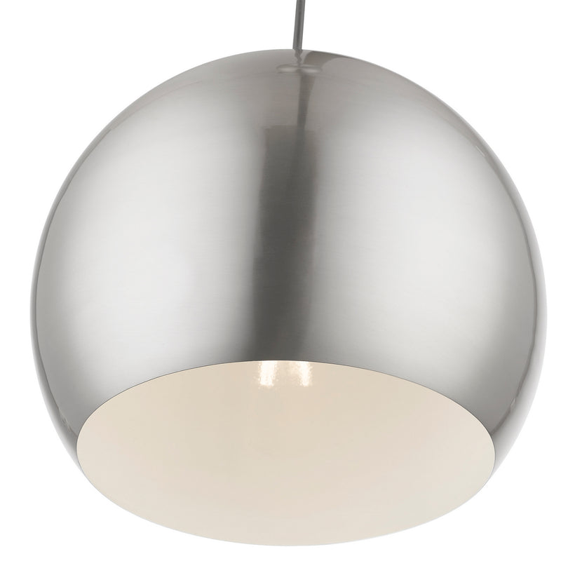 Livex Lighting 45482-91 One Light Pendant, Brushed Nickel w/Polished Chrome
