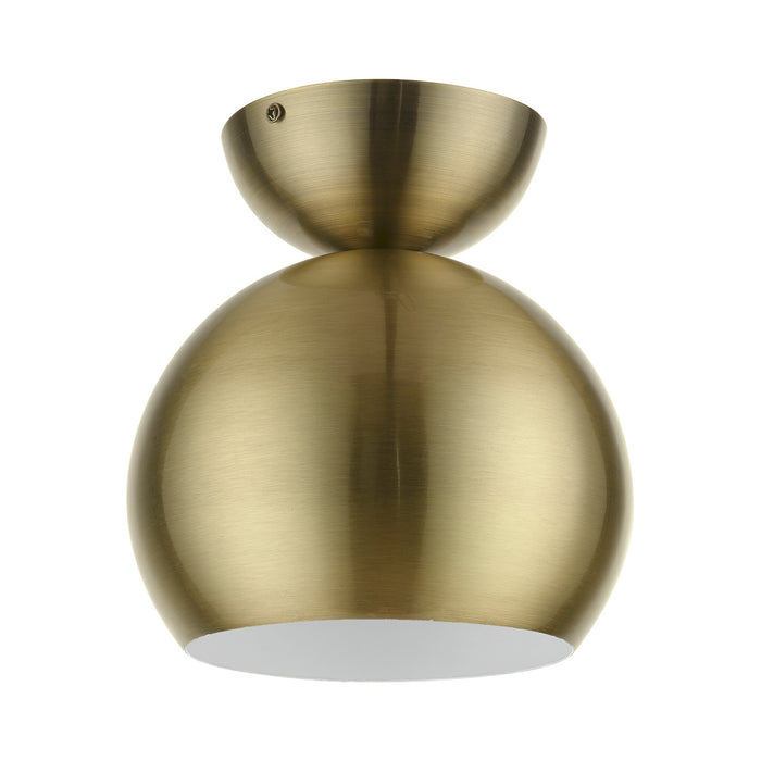 Livex Lighting 45487-01 One Light Semi-Flush Mount, Antique Brass