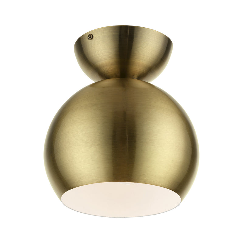 Livex Lighting 45487-01 One Light Semi-Flush Mount, Antique Brass