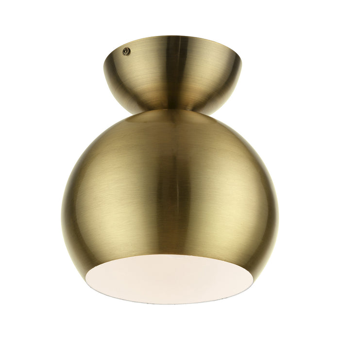 Livex Lighting 45487-01 One Light Semi-Flush Mount, Antique Brass