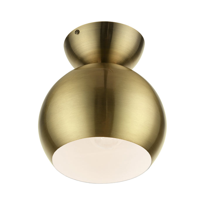 Livex Lighting 45487-01 One Light Semi-Flush Mount, Antique Brass