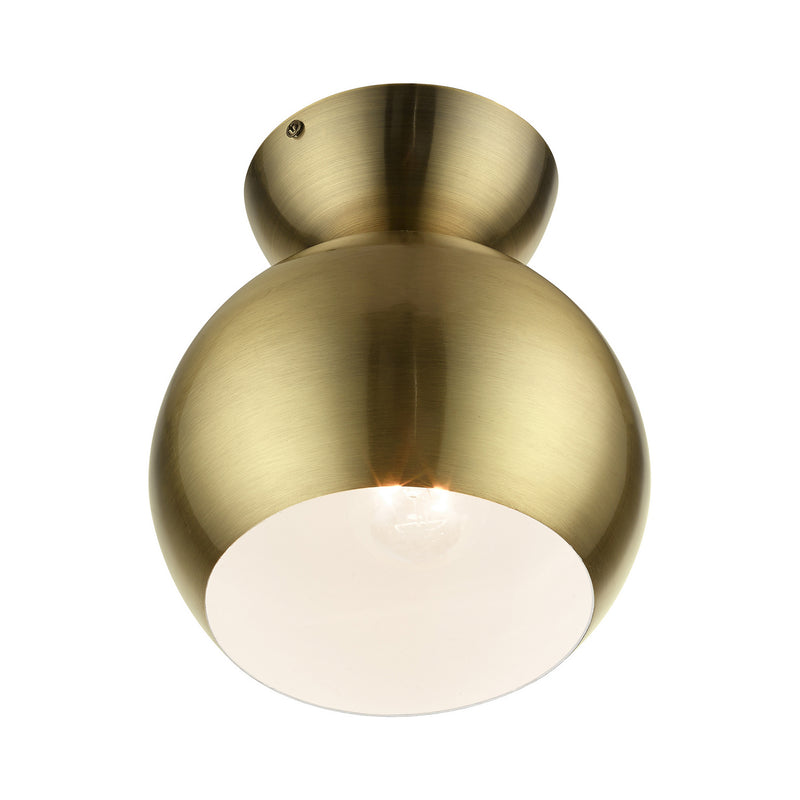 Livex Lighting 45487-01 One Light Semi-Flush Mount, Antique Brass