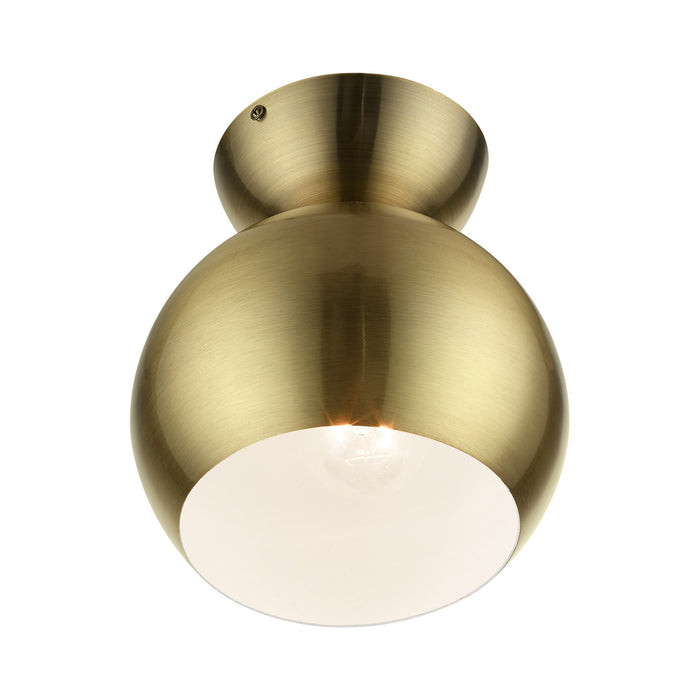 Livex Lighting 45487-01 One Light Semi-Flush Mount, Antique Brass