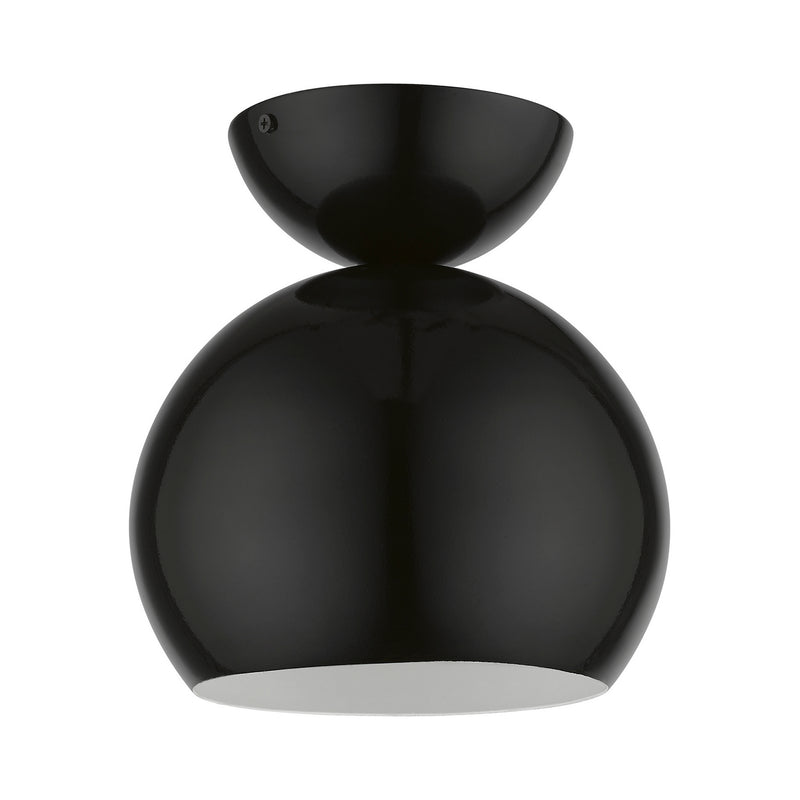 Livex Lighting 45487-68 One Light Semi-Flush Mount, Shiny Black