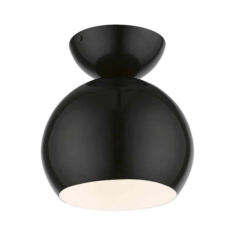 Livex Lighting 45487-68 One Light Semi-Flush Mount, Shiny Black