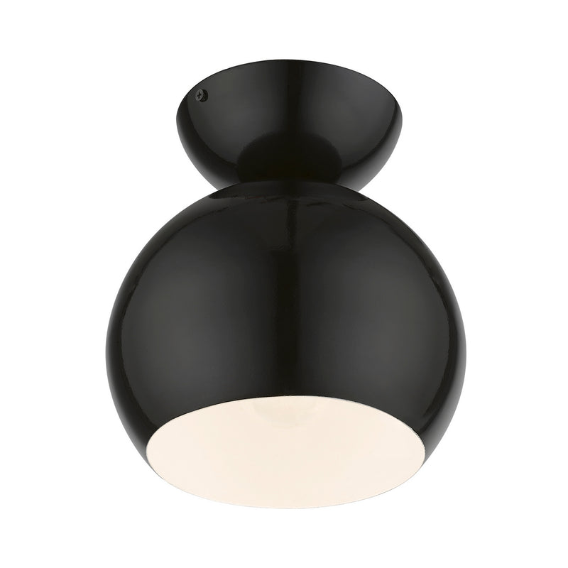Livex Lighting 45487-68 One Light Semi-Flush Mount, Shiny Black