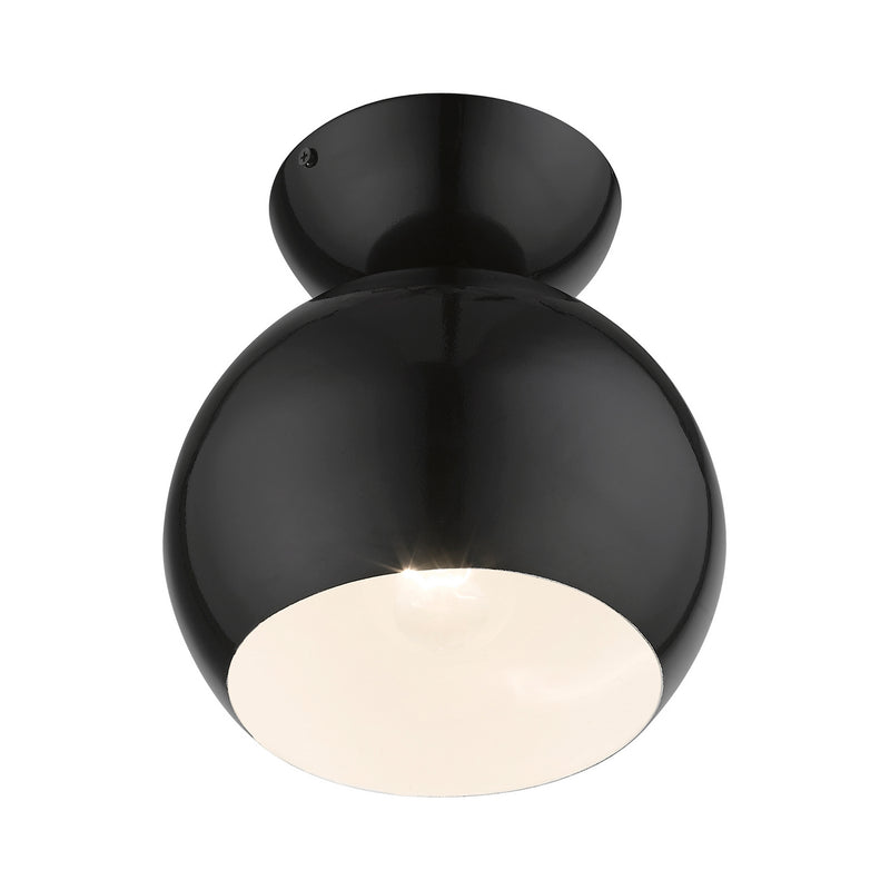 Livex Lighting 45487-68 One Light Semi-Flush Mount, Shiny Black