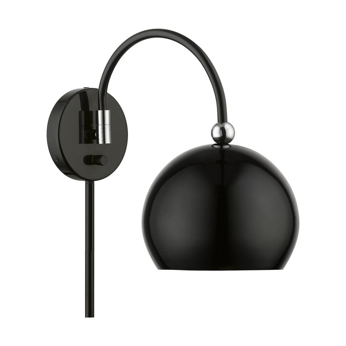Livex Lighting 45489-68 One Light Swing Arm Wall Lamp, Shiny Black w/Polished Chrome