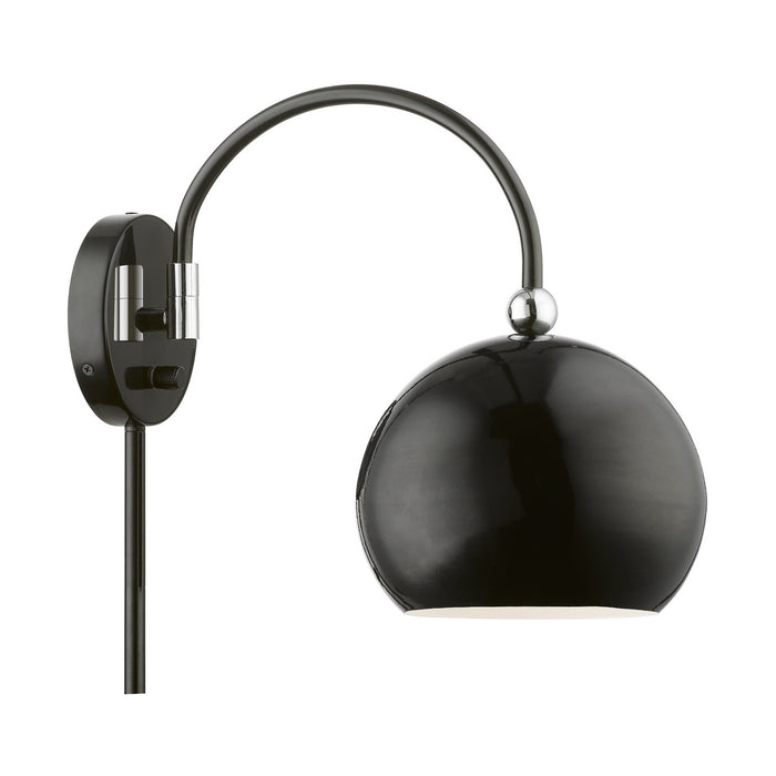 Livex Lighting 45489-68 One Light Swing Arm Wall Lamp, Shiny Black w/Polished Chrome