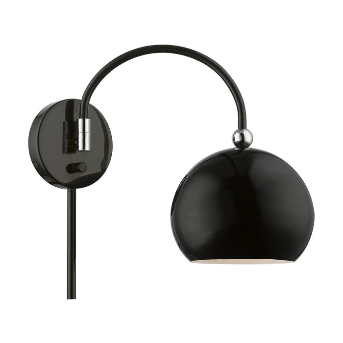 Livex Lighting 45489-68 One Light Swing Arm Wall Lamp, Shiny Black w/Polished Chrome